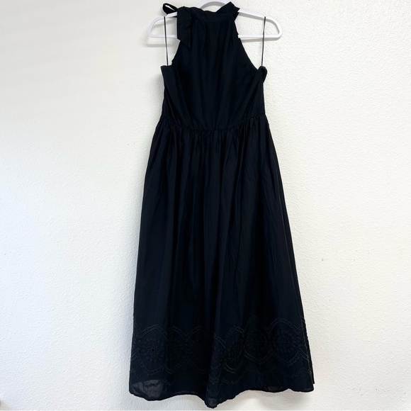 J. Crew Factory Tie-neck Midi Dress Eyelet Trim in Black Size 10 NWT - Picture 12 of 12